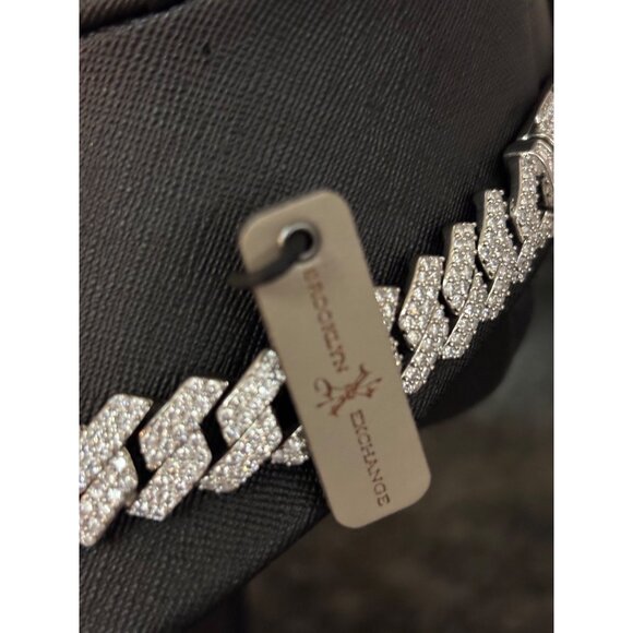Brooklyn Exchange Mens Cubic Zirconia Stainless Steel Cuban Link Chain Necklace - Picture 3 of 16